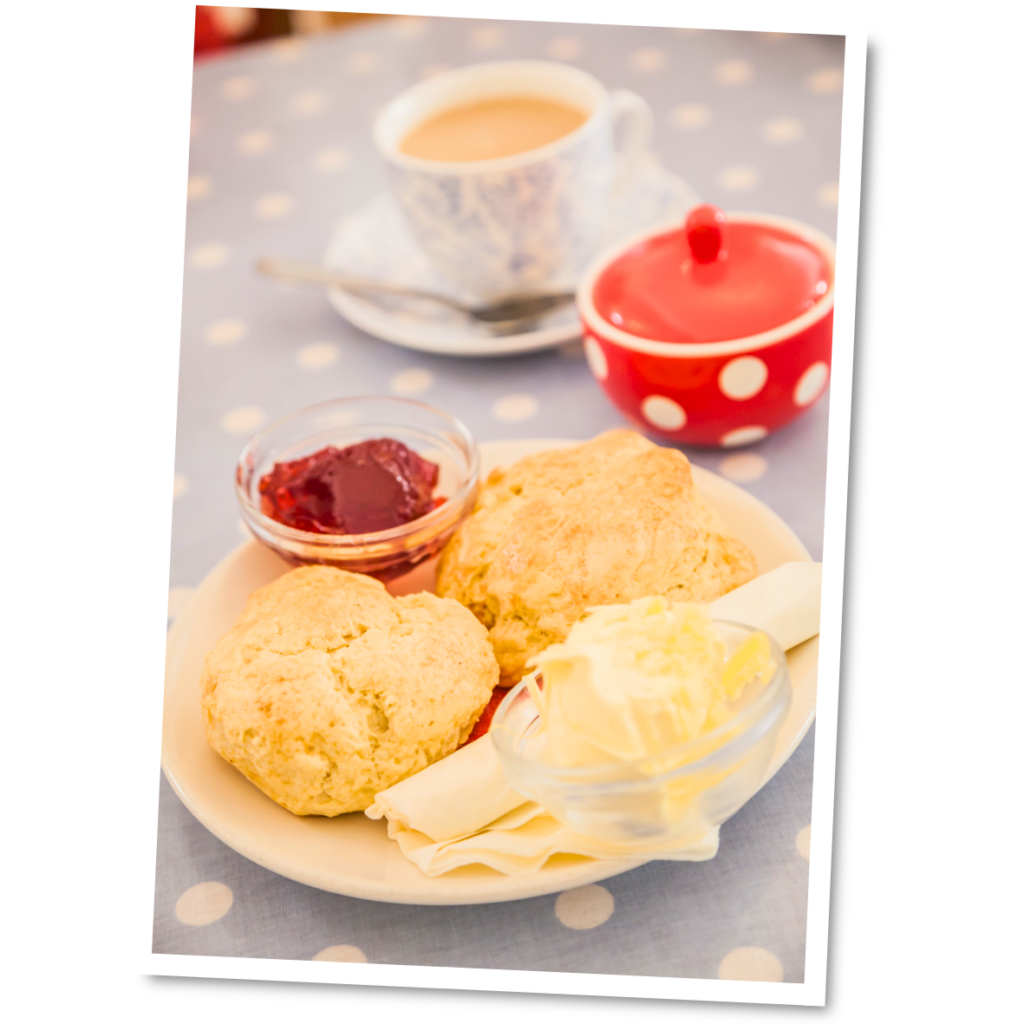 British scones with jam and tea at Krans English Tea Garden near Eindhoven